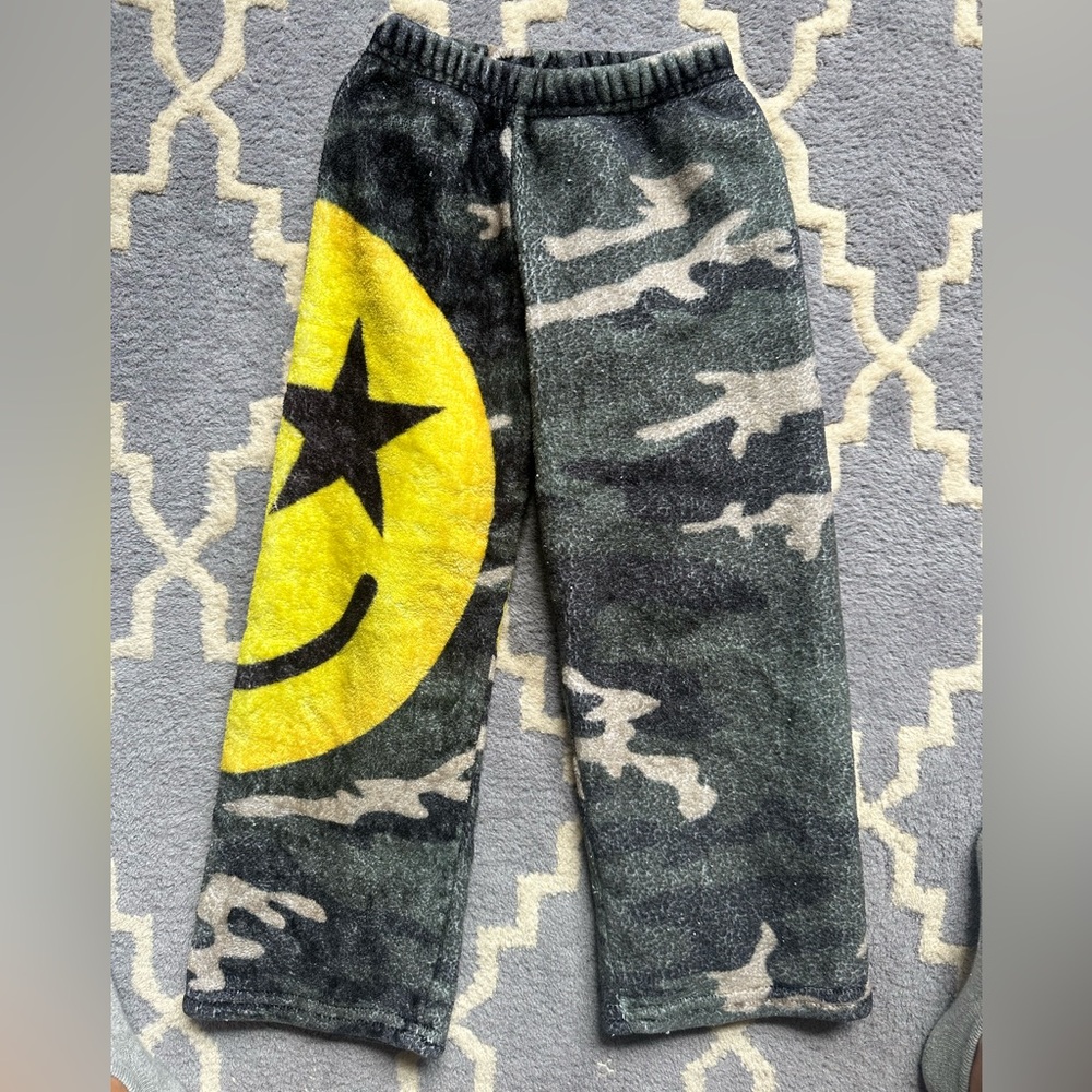 Camouflage Kids Pajamas Pants with Yellow Smiley